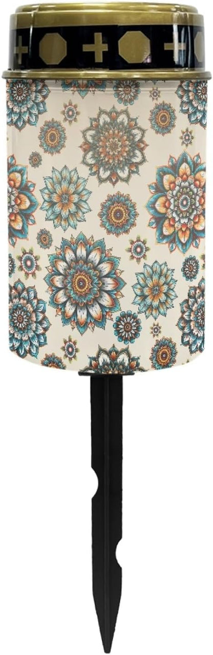 Bohemian Boho Floral Solar Garden Lights Fairy Lights Solar-Powered Lights for Outside,Led Solar-Lantern Flameless Solar Stake Lights Warm White Solar Pathway Lights Landscape Lighting