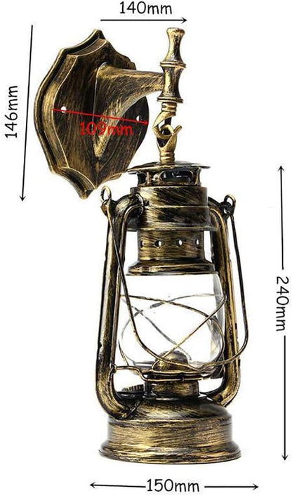 FIKNEE Rustic Wall Sconce Lighting - Antique Vintage Lantern Light Fixture for Porch, Garden, Yard - Retro Outdoor Lamp (Green)