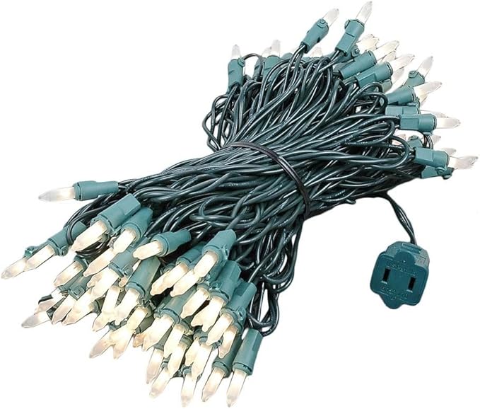 Novelty Lights 50 Feet 100 Bulbs Traditional Incandescent Mini Lights, Frosted on Green Wire with 6" Spacing, Commercial Grade and UL Listed for Indoor/Outdoor Use, End-to-End Connectable