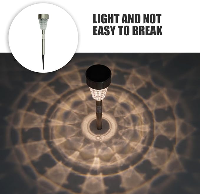 YARNOW Solar Diamond Shape Outdoor Garden Path Light, Waterproof Stainless Steel LED Solar Yard Lamp with Ground Stake, Landscape Lighting for Patio and Lawn