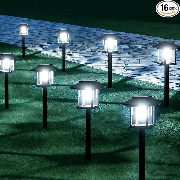 16-Pack Solar Lights Outdoor (Extra-Bright & Smart Auto On/Off), Solar Powered Garden Lights, Waterproof Solar | Lumora