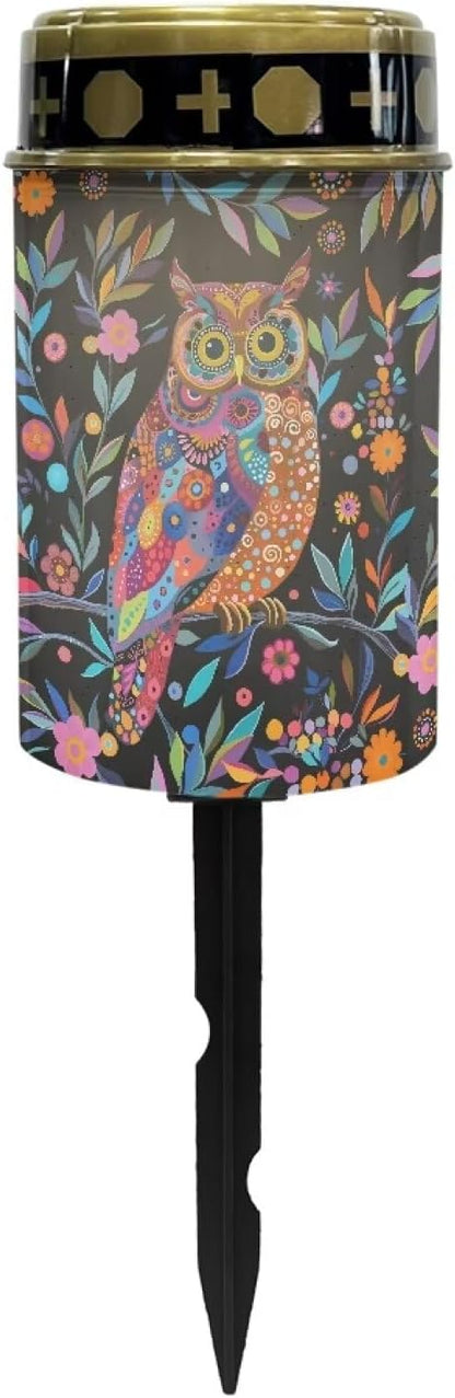 Owl Floral Solar Garden Stake Lights Waterproof Solar Pathway Lights Decorative Memorial Lights Landscape Lighting Yard Lawn Grave Cemetery Decoration