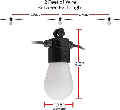Monster 48 Foot Outdoor Smart RGB+IC+WW String Lights, 24 Bulb Individually Controlled Dimmable LEDs, Sound Reactive, Water & Weather Resistant, Compatible with Alexa, Siri, Google Home, App