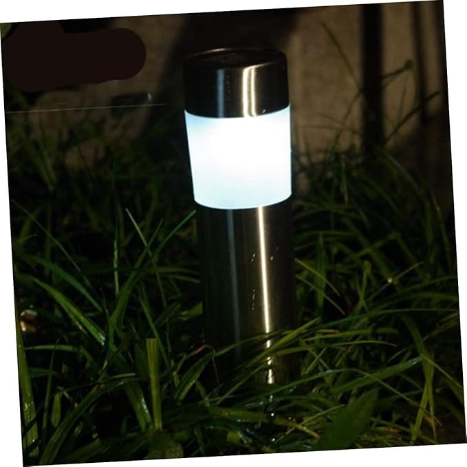 3pcs Solar Led Torch Lawn Light Stainless Steel Cylindrical Stake Lamp Outdoor Landscape Lighting for Garden Pathways and Events