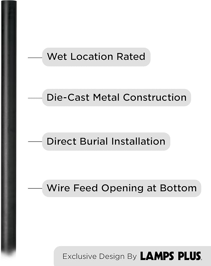 John Timberland Modern Outdoor Direct Burial Post Light Pole Black Die-Cast Metal 84" Accessories for Exterior | Lumora