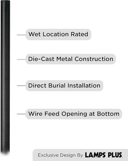 John Timberland Modern Outdoor Direct Burial Post Light Pole Black Die-Cast Metal 84" Accessories for Exterior House Porch Patio Outside Deck Garage Yard Garden Driveway Home Lawn Walkway