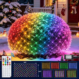JMEXUSSS 200 LED RGB Christmas Net Lights Outdoor, Plug in, Color Changing