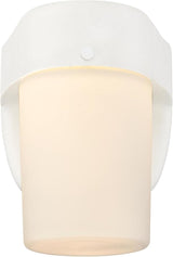 6106800 One-Light Dimmable LED Outdoor Wall Fixture with Dusk to Dawn Sensor, White Finish with Frosted Opal Glass | Lumora