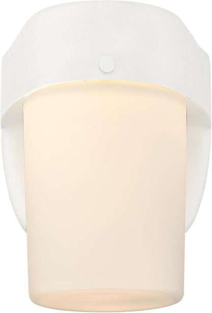 6106800 One-Light Dimmable LED Outdoor Wall Fixture with Dusk to Dawn Sensor, White Finish with Frosted Opal Glass