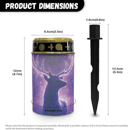 Deer in Purple Solar Light Outdoor for Cemetery, Waterproof Garden Lights Solar Powered, Solar Lights for Garden, Balcony, Yard, Gifts for Memorial
