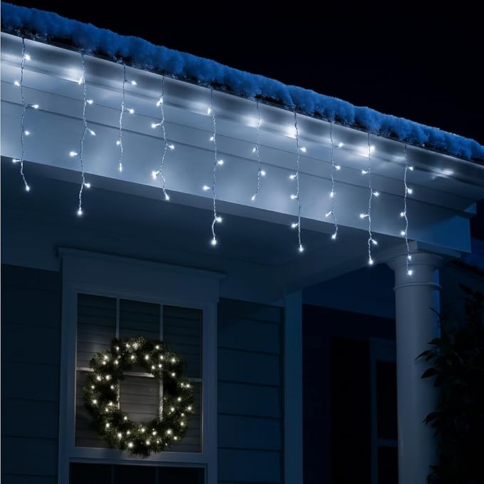 7ft Icicle Lights, 70 LED White Twinkle String Lights, Commercial Grade IP68 Waterproof, Soft Glow Mini LED Icicle Light for Christmas Party, Eaves, Roofs, Xmas Holiday Indoor Outdoor Decoration