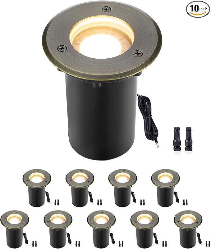 Gardenreet 12V Well Light - Brass Ip65 Waterproof Low Voltage Electric In-Ground LED Landscape - Outdoor Path Light | Lumora