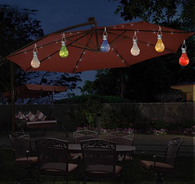 Solar Hanging Camping Lights Garden Yard Pathway Waterproof LED Light Bulb (Green)