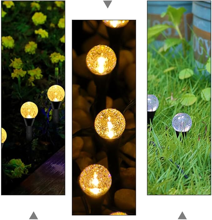 Solar Outdoor Lawn Lights 10pcs Warm White Decorative Bubble Globe Solar Pathway Lamps for Garden Yard Landscape Lighting