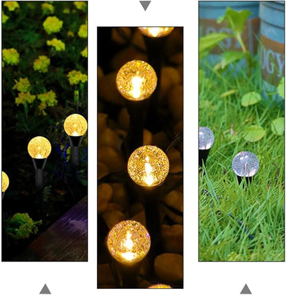 NUOBESTY Solar Garden Lights Outdoor 10pcs Warm Light Solar-Powered Lawn Stake Lamps Decorative Bubble Ball Landscape Lighting for Patio Yard Path