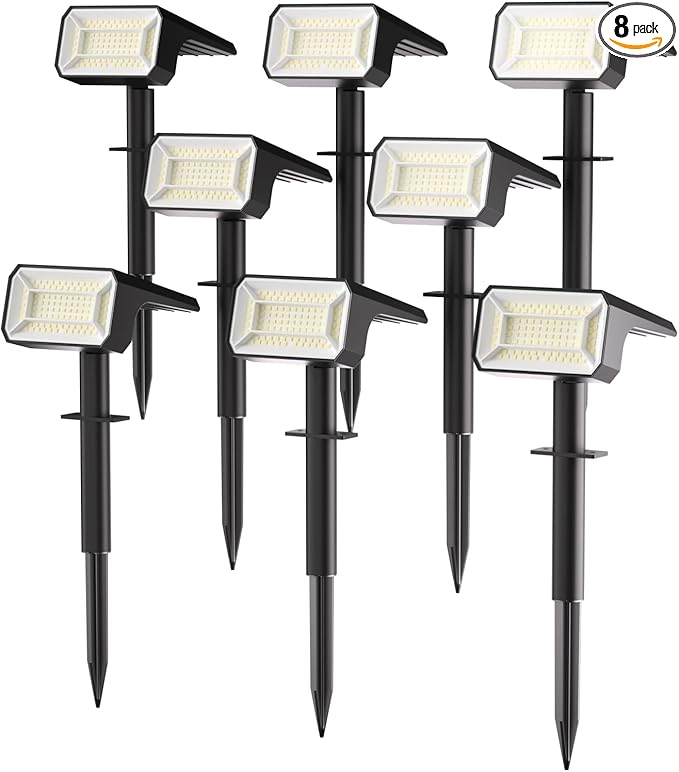 Fabrito Solar Spot Lights Outdoor 8 Pack, [108Leds, 4 Modes] Auto On/Off Spotlights, IP67 Waterproof Landscape | Lumora