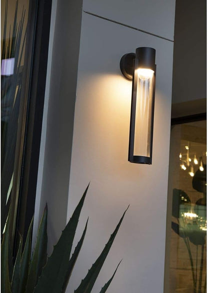 Progress Lighting Z-1030 LED Collection 1-Light Clear Glass Modern Outdoor Medium Wall Lantern Light Textured Black, 20.00x5.13x5.13