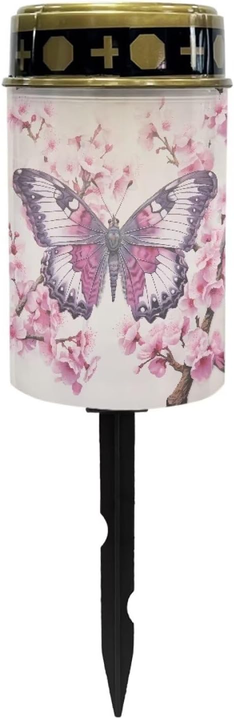 Butterfly Cherry Blossom Solar Powered Cemetery Memorial Light,Cemetery Decorations for - Outdoor Path Light | Lumora