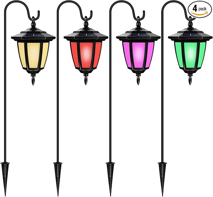 Viewsun 34 Inch Solar Hanging Lights, Shepherd Hook Lights with 4 Lighting Modes Waterproof Outdoor Decorative | Lumora