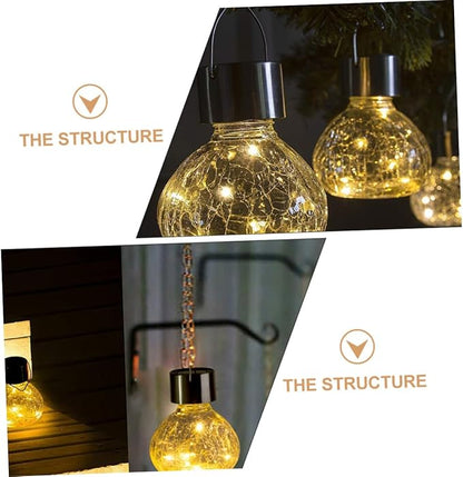 POPETPOP Solar Garden Lights Cracked Texture Glass LED Solar Pathway Lights Unique Outdoor Decorative Lighting for Patio and Landscape Warm Glow