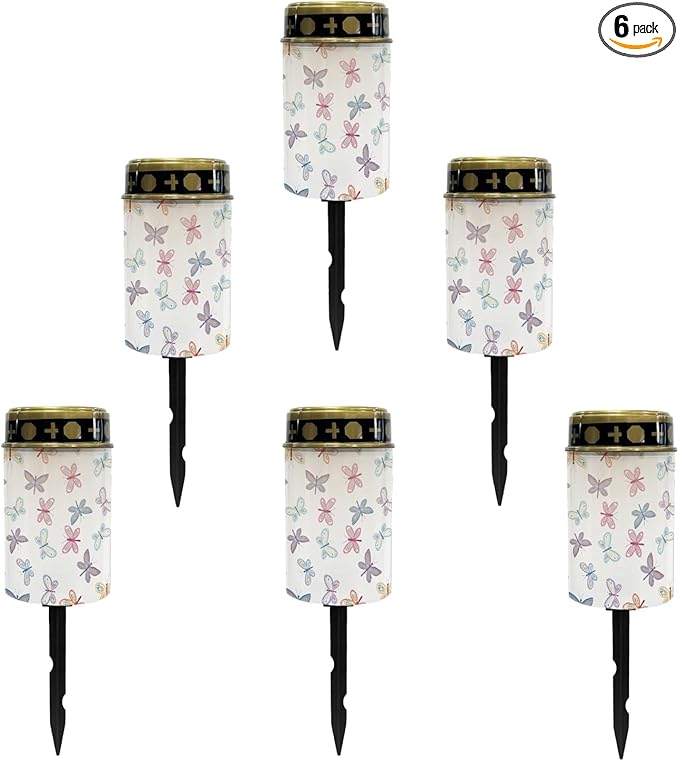 Watercolor Butterfly Solar Garden Lights Outdoor Solar Floral Lights LED Solar Lantern for Yard,Patio,Driveway,Home Solar Stake Lights Flameless Lights,Birthday Decoration
