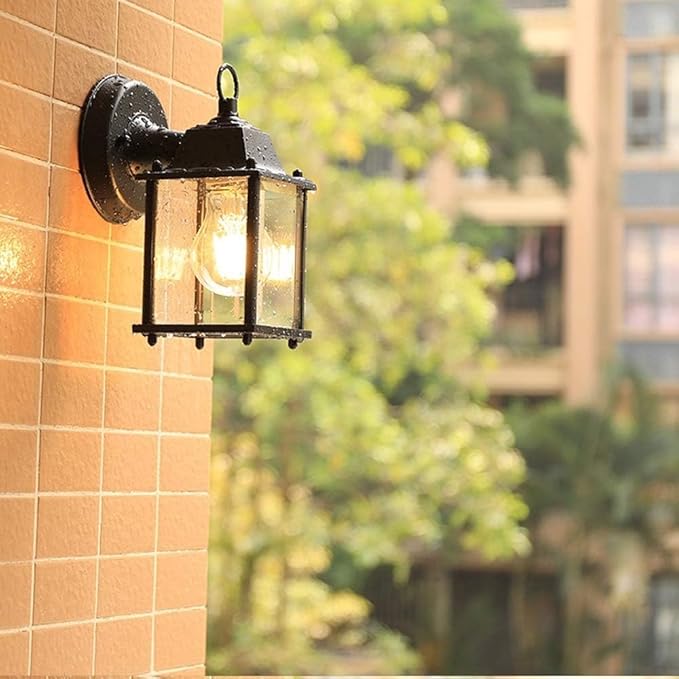 American Outdoor Waterproof Wall Light,Modern Simple Alumiexpression Artistique M Anti-Rust Transparent S Lantern,Suitable for Courtyards,Villas,Balcony Garden Gate Aisle
