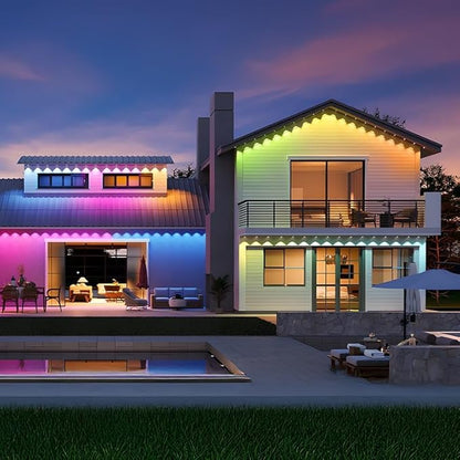 Permanent Outdoor Lights, 200FT RGB LED Smart Eaves Lights with 120 LEDs, IP67 Waterproof, Remote/APP Control, DIY Scene Modes, Music Sync Lighting for Party, House, All Holiday Decorations