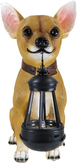 Ebros Picante Mexican Chihuahua Dog Decor Path Lighter Statue 12.5" Tall with Solar LED - Garden Figurine Light | Lumora