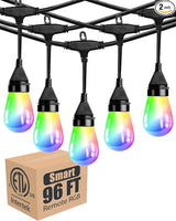 Lightdot 96FT Outdoor RGB String Lights - Dimmable Color Changing LED Patio Lights with Remote, Waterproof | Lumora