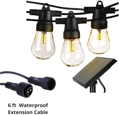 Brightech Bundle with 6Ft Extension Cord, Commercial Grace Fitted for The Commercial Grade Waterproof Patio Lights, 27 Ft Edison Bulbs, Shatterproof LED Solar String Lights - 1W LED
