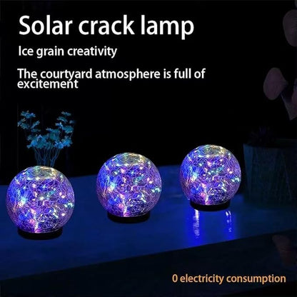 2pack Solar Powered Multi-Color Crackle Glass Globe Lights Outdoor Decorative LED Garden Balls with Colorful Lights for Patio, Lawn, Yard, Pathway.