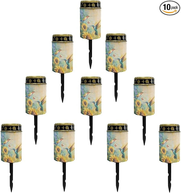 Solar Lights Outdoor Garden Stake Lights LED Solar Lantern Sunflower Hummingbirds Landscape Decoration Lighting for | Lumora