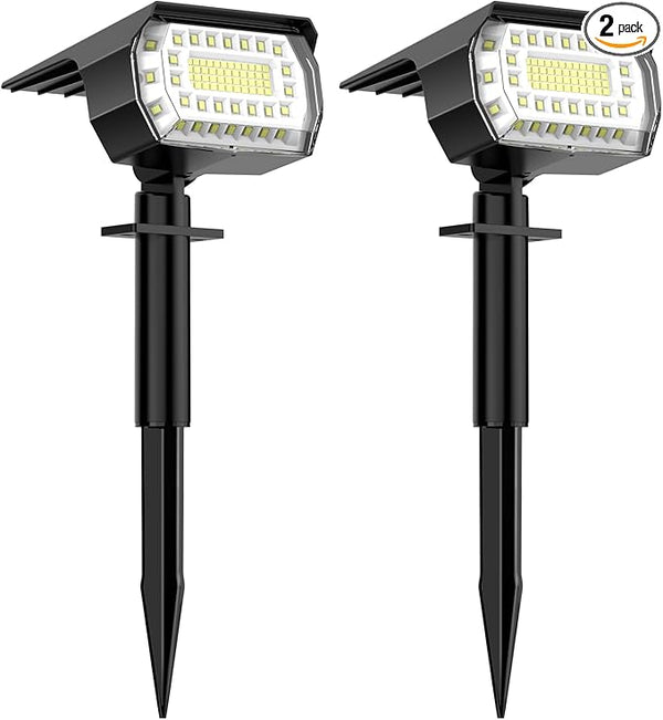 LANSOW Solar Spot Lights Outdoor, [2 Pack/76 LED] 2-in-1 Solar Landscape Spotlights, 3 Modes IP65 Waterproof Dusk | Lumora