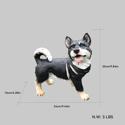 Outdoor Husky Dog Statue with Interchangeable Welcome Sign and Detachable Solar Lantern –LED Light Garden Dog Sculpture Décor, Cute Puppy Design for Yard, Porch, Gift