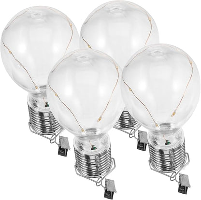 4pcs Solar Powered Copper Wire Led Hanging Light Bulb Warm White Decorative Chandelier for Outdoor Garden Eco-Friendly LEDs Design Installation