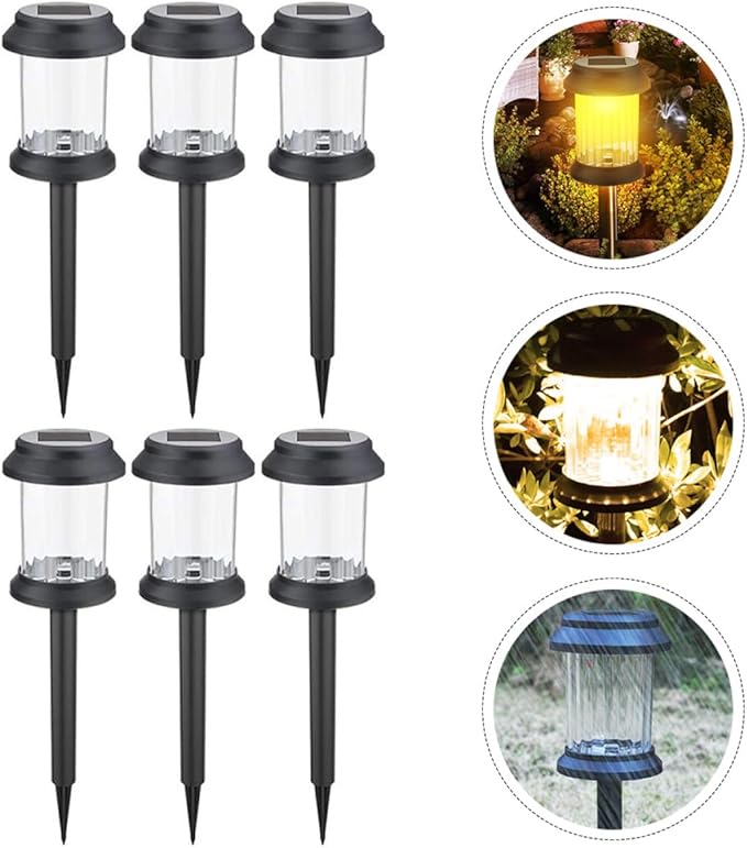 Toyvian 6pcs Solar Lawn Lights Outdoor Waterproof LED Landscape Pathway Ground Plug Lights for Garden Yard Patio Night Lighting