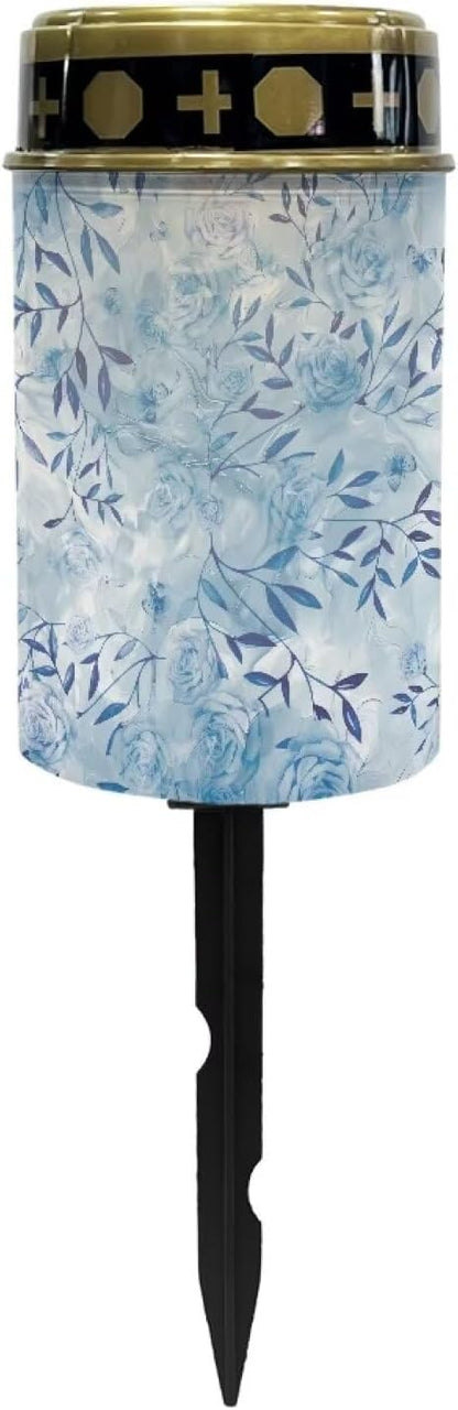 Blue Rose Cemetery Solar Lights Path Lights Landscape Lights Solar Powered Solar Lights Outdoor Waterproof Decorative for Flower Bed, Front Porch, Walkway