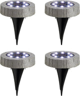Glitzhome Solar Ground Lights Outdoor Waterproof 4 Pack Resin Solar Garden Lights Disk Lights for Walkway Yard | Lumora