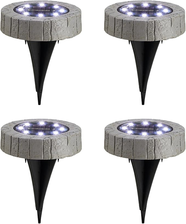 Glitzhome Solar Ground Lights Outdoor Waterproof 4 Pack Resin Solar Garden Lights Disk Lights for Walkway Yard | Lumora