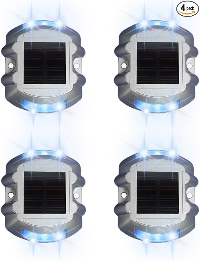 Wokyo Waterproof Solar Deck Lights Outdoor, 4 Pack Solar Sidewalk Lights Heat Resistant LED Warning Step Lights | Lumora