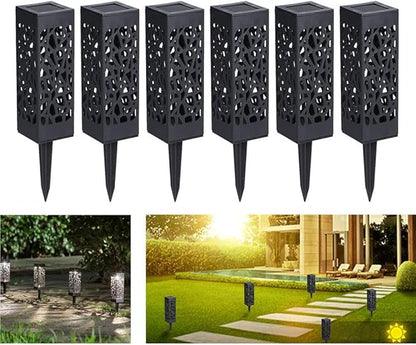 Modern Home Set of 6 Solar Powered LED Path Lights - Modern Deco Design - Light Up Walkway or Use as Luminary