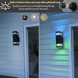 Up Down Wall Sconce RGB Color Changing Lights 1200lm, Dusk to Dawn Outdoor Lighting Fixture 2 Pack, Milight Remote | Lumora