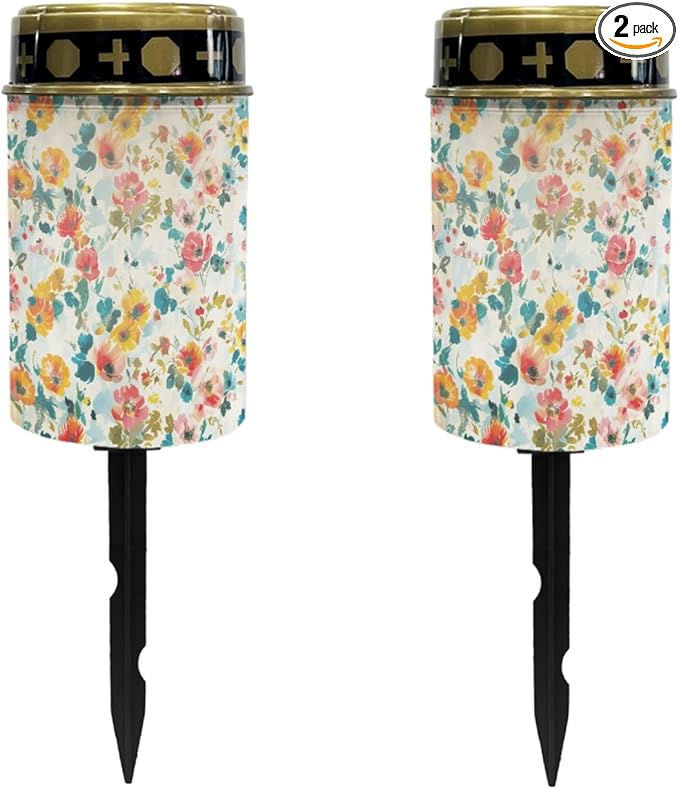 Solar Garden Stake Lights Outdoor,Watercolor Flower Lights Stake Landscape Lightsing for Yard Patio,Flameless Warm White Solar Powered Fairy Lights for Outside,Wall Lights Auto On/Off