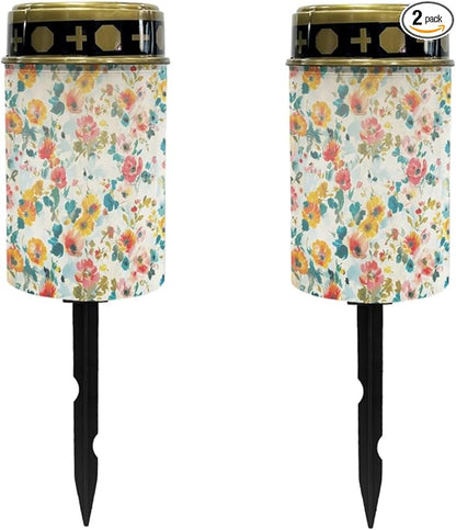 Solar Garden Stake Lights Outdoor,Watercolor Flower Lights Stake Landscape Lightsing for Yard Patio,Flameless Warm White Solar Powered Fairy Lights for Outside,Wall Lights Auto On/Off