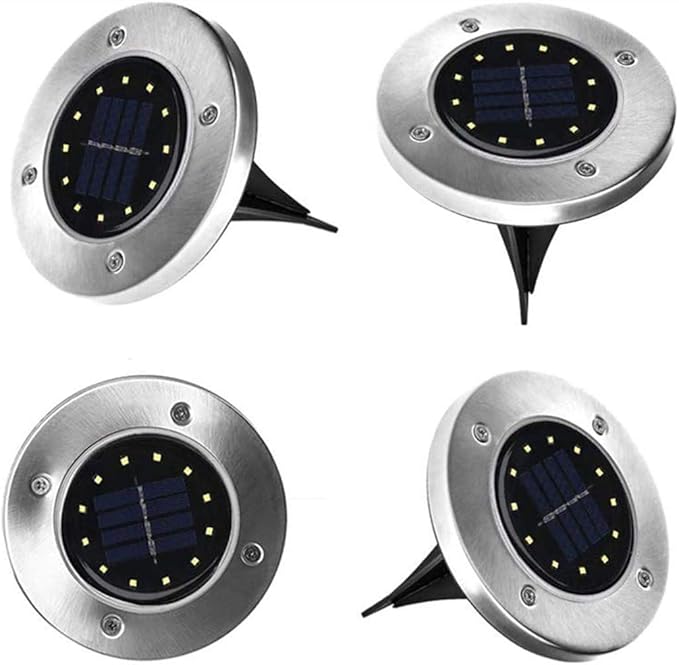 Ulalaza 4Pcs Solar Ground Lights 16 LED Waterproof Outdoor Garden Lights for Yard Driveway Lawn Pathway (Warm White) | Lumora