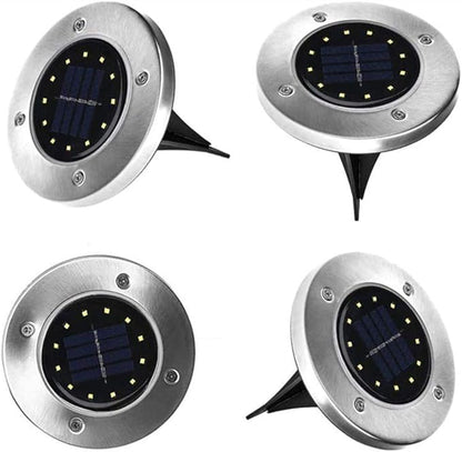 Ulalaza 4Pcs Solar Ground Lights 16 LED Waterproof Outdoor Garden Lights for Yard Driveway Lawn Pathway (Warm White)