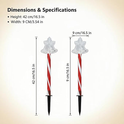 Solar Christmas Pathway Lights - 5 Designs (Star, Snowflake, Santa, Bell), Auto On/Off, Waterproof Warm White LED Color Stake Lights for Garden Yard Holiday Party Décor (Bell)