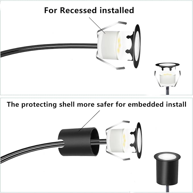 RNEHON Recessed LED Deck Lights Kits with Protecting Shell, Φ1.18in Cool White Low Voltage 12V IP67 Waterproof | Lumora