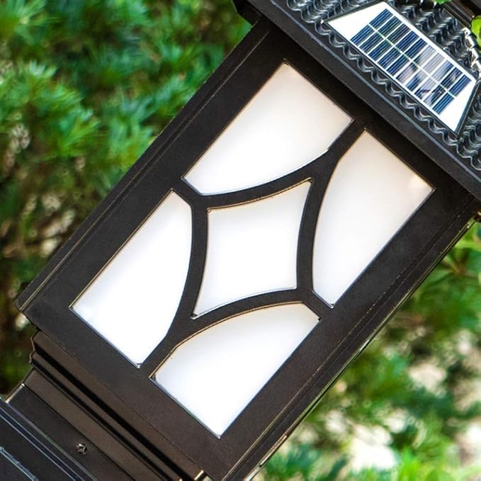 Lights Outdoor Retro IP65 Waterproof Black Solar Column Lamp External Listing Garden Landscape European Outdoor | Lumora