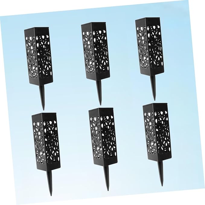 Lurrose 8pcs Warm Light Solar Lawn Lights Outdoor Garden Pathway Ground Lamps Hollow Design Landscape Lighting for Yard Driveway